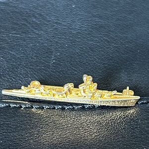 Vintage Gold Ship Brooch